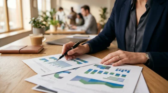 Dirigeant d'entreprise prenant une décision stratégique concernant la protection du parc informatique professionnel