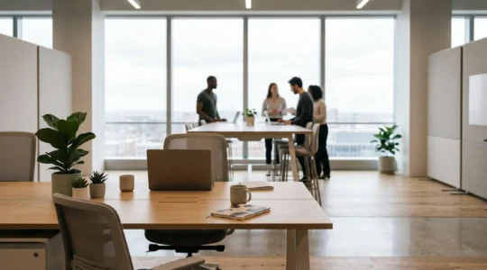 Environnement professionnel moderne illustrant le bien-être au travail et les avantages sociaux